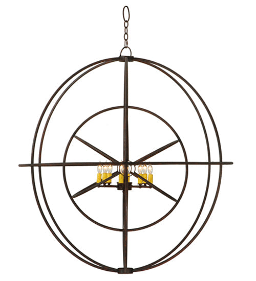 Meyda Lighting Atom Enerjisi 43" 8-Light Rusty Nail Chandelier With Amber Faux Candlelight