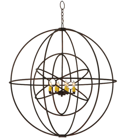 Meyda Lighting Atom Enerjisi 43" 8-Light Rusty Nail Chandelier With Amber Faux Candlelight
