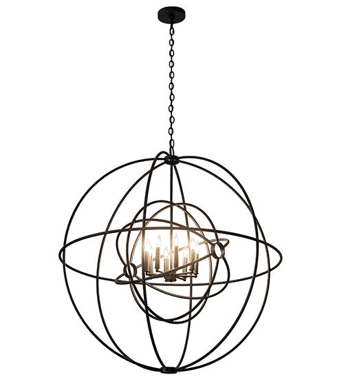 Meyda Lighting Atom Enerjisi 43" 8-Light Textured Black Chandelier With Black Faux Candlelight