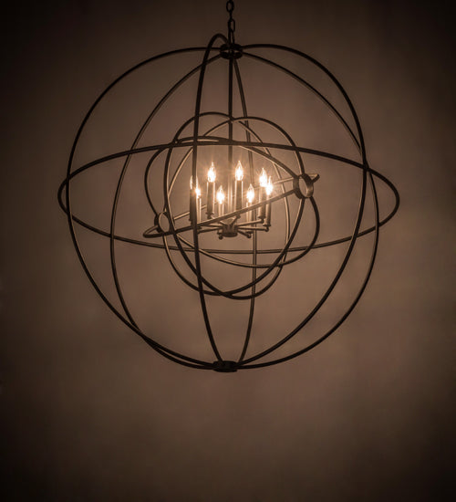 Meyda Lighting Atom Enerjisi 43" 8-Light Textured Black Chandelier With Black Faux Candlelight