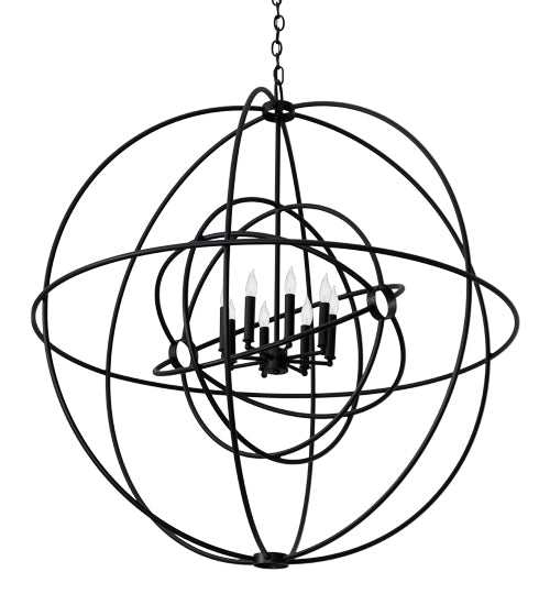 Meyda Lighting Atom Enerjisi 43" 8-Light Textured Black Chandelier With Black Faux Candlelight