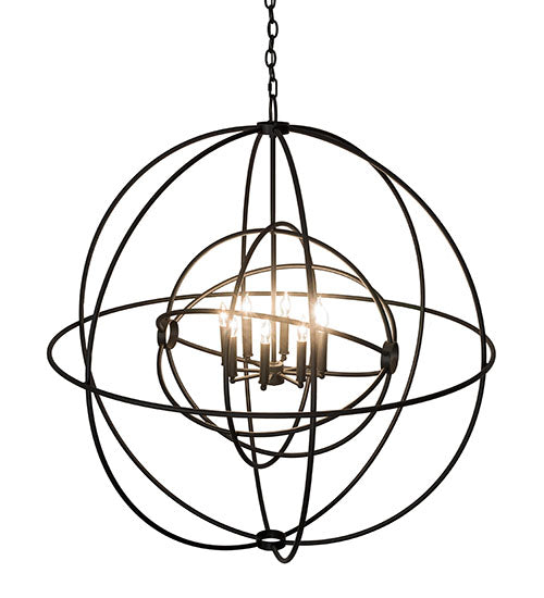Meyda Lighting Atom Enerjisi 43" 8-Light Textured Black Chandelier With Black Faux Candlelight