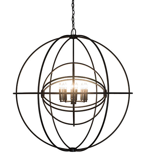 Meyda Lighting Atom Enerjisi 43" 8-Light Textured Black Chandelier With Black Faux Candlelight