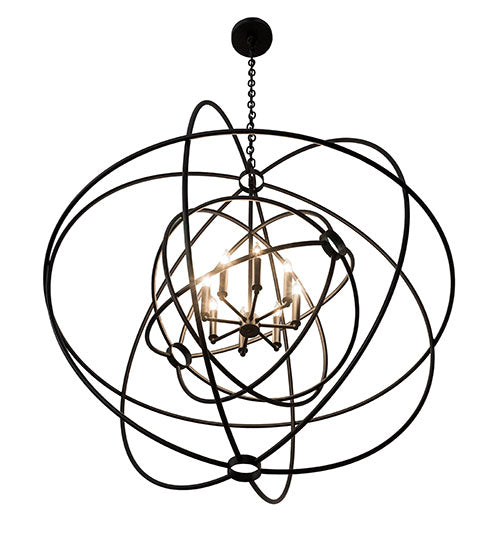 Meyda Lighting Atom Enerjisi 43" 8-Light Textured Black Chandelier With Black Faux Candlelight