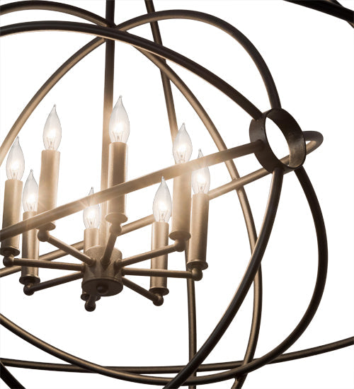 Meyda Lighting Atom Enerjisi 43" 8-Light Textured Black Chandelier With Black Faux Candlelight