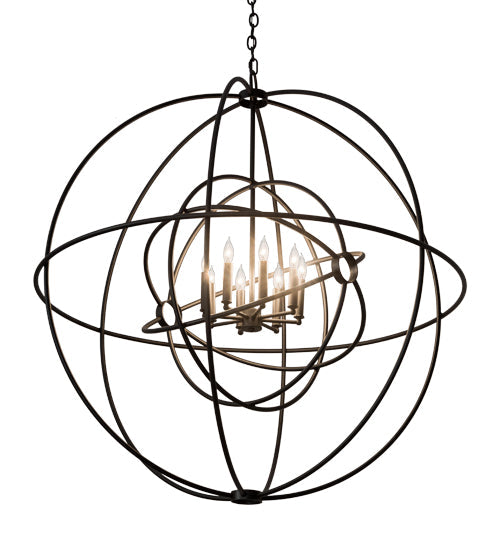 Meyda Lighting Atom Enerjisi 43" 8-Light Textured Black Chandelier With Black Faux Candlelight