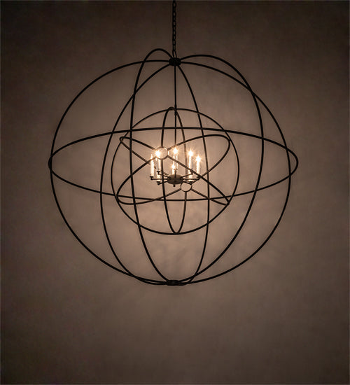 Meyda Lighting Atom Enerjisi 60" 8-Light Textured Black Chandelier With White Faux Candlelight