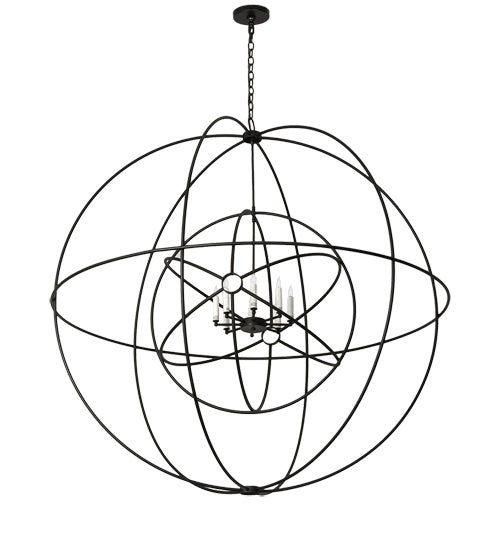 Meyda Lighting Atom Enerjisi 60" 8-Light Textured Black Chandelier With White Faux Candlelight