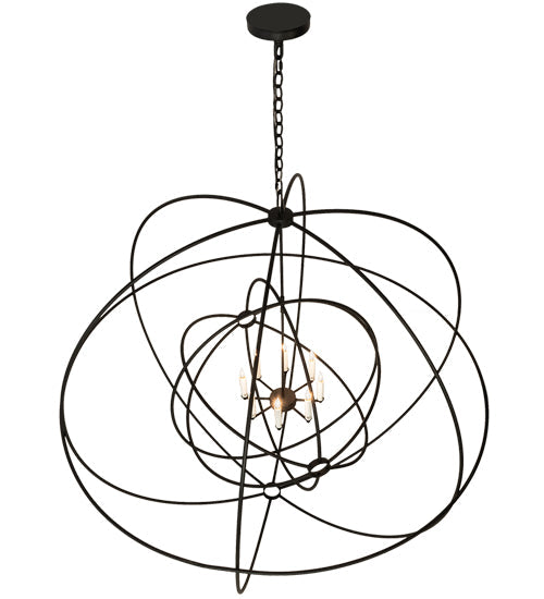 Meyda Lighting Atom Enerjisi 60" 8-Light Textured Black Chandelier With White Faux Candlelight