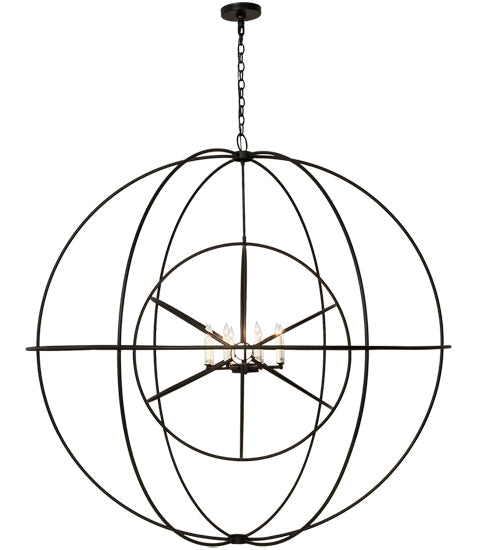 Meyda Lighting Atom Enerjisi 60" 8-Light Textured Black Chandelier With White Faux Candlelight