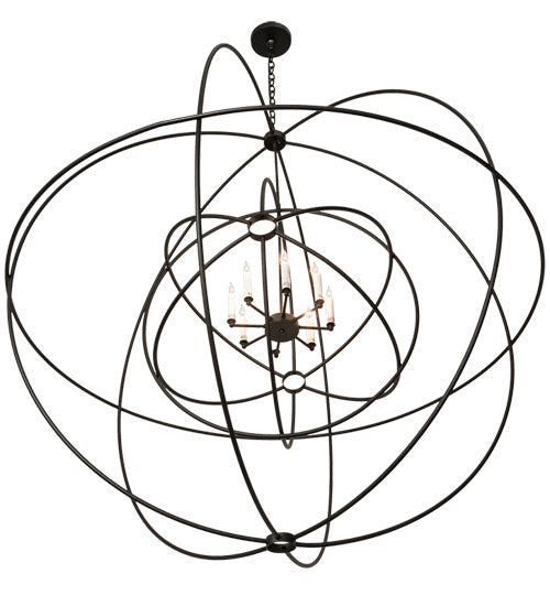 Meyda Lighting Atom Enerjisi 60" 8-Light Textured Black Chandelier With White Faux Candlelight