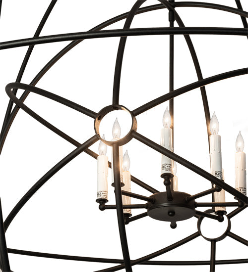 Meyda Lighting Atom Enerjisi 60" 8-Light Textured Black Chandelier With White Faux Candlelight