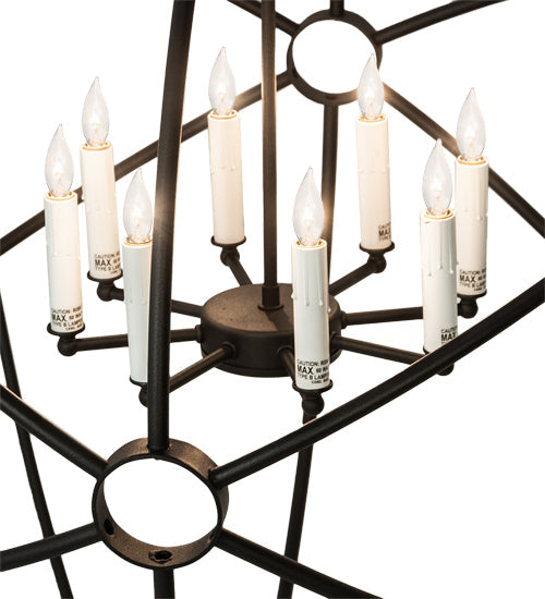 Meyda Lighting Atom Enerjisi 60" 8-Light Textured Black Chandelier With White Faux Candlelight