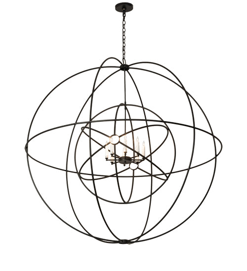 Meyda Lighting Atom Enerjisi 60" 8-Light Textured Black Chandelier With White Faux Candlelight