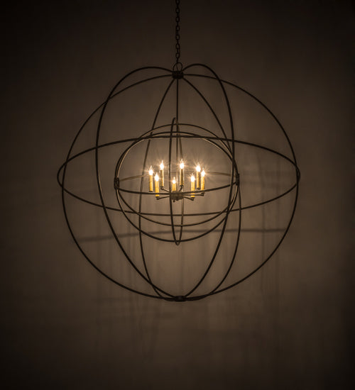 Meyda Lighting Atom Enerjisi 60" 8-Light Timeless Bronze Chandelier With Amber Faux Candlelight