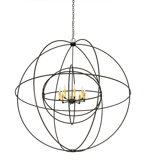 Meyda Lighting Atom Enerjisi 60" 8-Light Timeless Bronze Chandelier With Amber Faux Candlelight