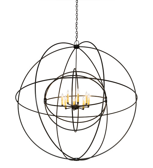 Meyda Lighting Atom Enerjisi 60" 8-Light Timeless Bronze Chandelier With Amber Faux Candlelight