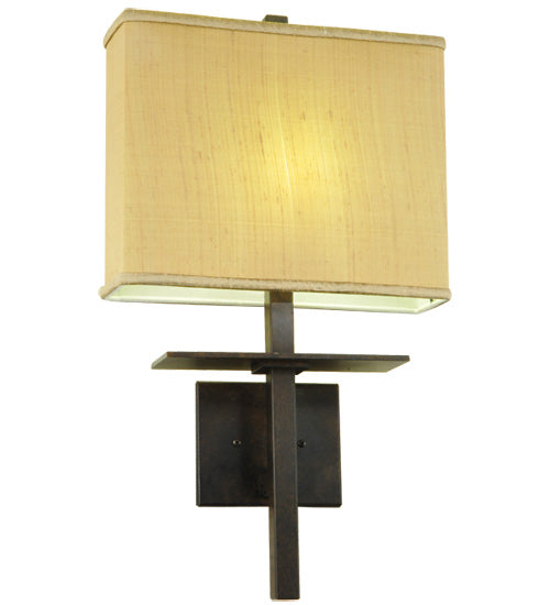 Meyda Lighting Atria 14" Oil Rubbed Bronze Wall Sconce With Amber Dupioni Fabric Shade