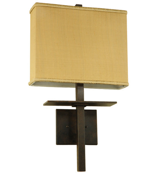 Meyda Lighting Atria 14" Oil Rubbed Bronze Wall Sconce With Amber Dupioni Fabric Shade