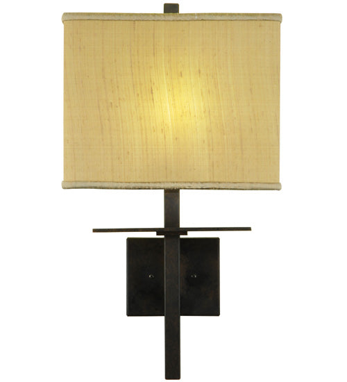 Meyda Lighting Atria 14" Oil Rubbed Bronze Wall Sconce With Amber Dupioni Fabric Shade