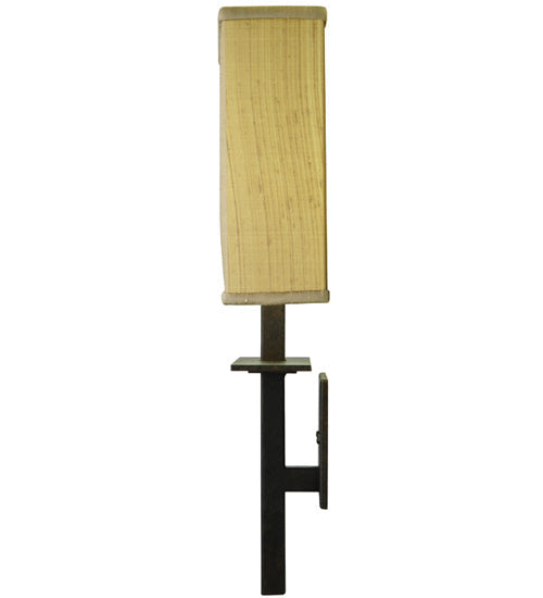 Meyda Lighting Atria 14" Oil Rubbed Bronze Wall Sconce With Amber Dupioni Fabric Shade