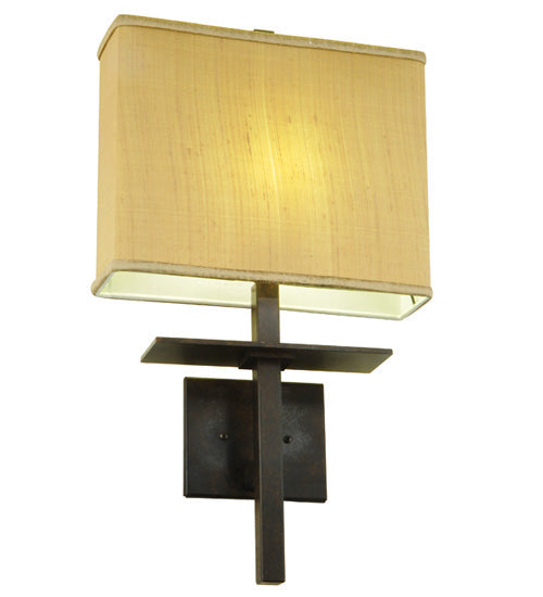 Meyda Lighting Atria 14" Oil Rubbed Bronze Wall Sconce With Amber Dupioni Fabric Shade