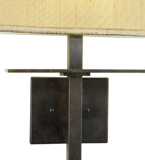 Meyda Lighting Atria 14" Oil Rubbed Bronze Wall Sconce With Amber Dupioni Fabric Shade