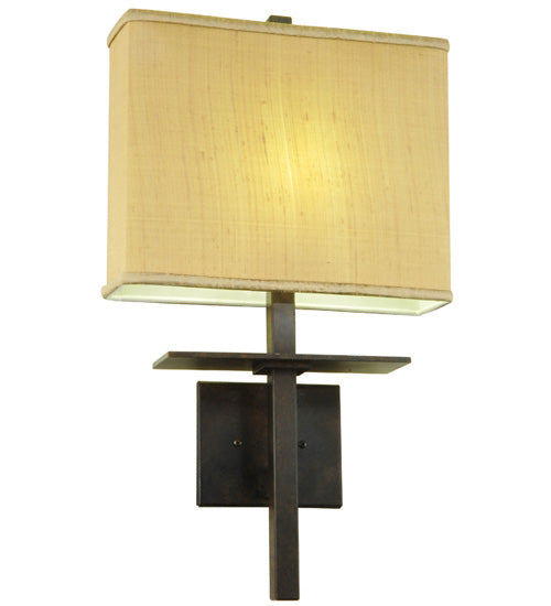 Meyda Lighting Atria 14" Oil Rubbed Bronze Wall Sconce With Amber Dupioni Fabric Shade