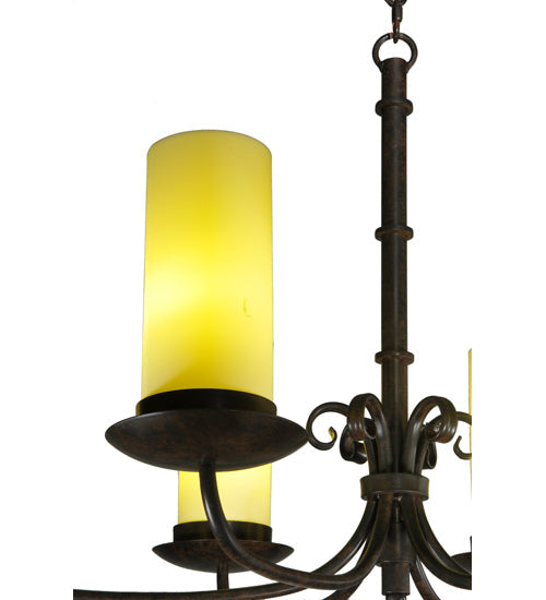Meyda Lighting Atria 38" 6-Light Coffee Bean Chandelier With Beige Shade Glass
