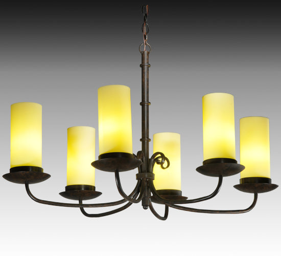 Meyda Lighting Atria 38" 6-Light Coffee Bean Chandelier With Beige Shade Glass