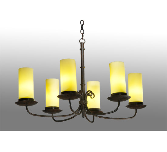 Meyda Lighting Atria 38" 6-Light Coffee Bean Chandelier With Beige Shade Glass