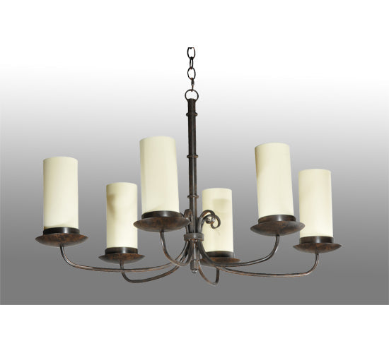 Meyda Lighting Atria 38" 6-Light Coffee Bean Chandelier With Beige Shade Glass