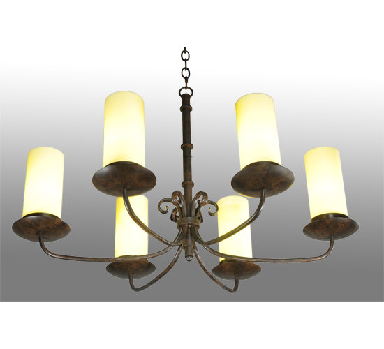 Meyda Lighting Atria 38" 6-Light Coffee Bean Chandelier With Beige Shade Glass