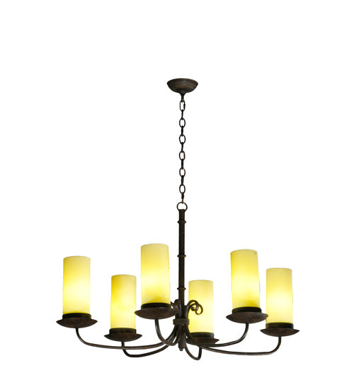 Meyda Lighting Atria 38" 6-Light Coffee Bean Chandelier With Beige Shade Glass