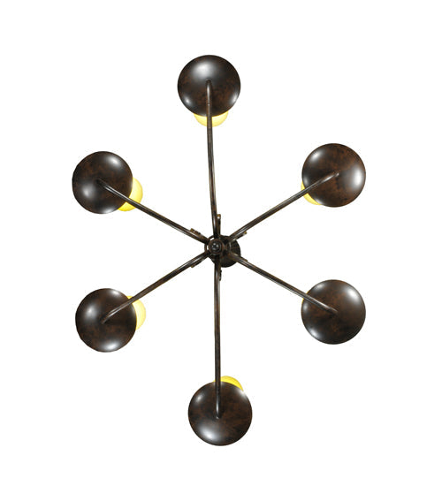 Meyda Lighting Atria 38" 6-Light Coffee Bean Chandelier With Beige Shade Glass