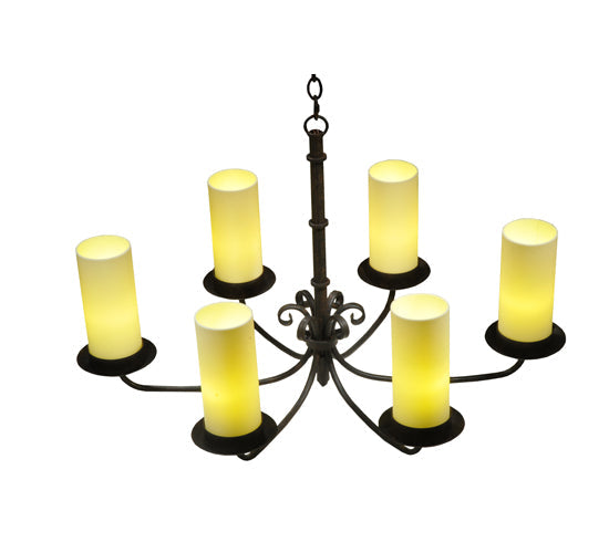 Meyda Lighting Atria 38" 6-Light Coffee Bean Chandelier With Beige Shade Glass