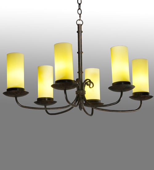 Meyda Lighting Atria 38" 6-Light Coffee Bean Island Chandelier With Ivory Idalight Cylindre Shade