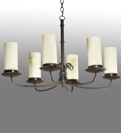 Meyda Lighting Atria 38" 6-Light Coffee Bean Island Chandelier With Ivory Idalight Cylindre Shade