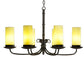 Meyda Lighting Atria 38" 6-Light Coffee Bean Island Chandelier With Ivory Idalight Cylindre Shade