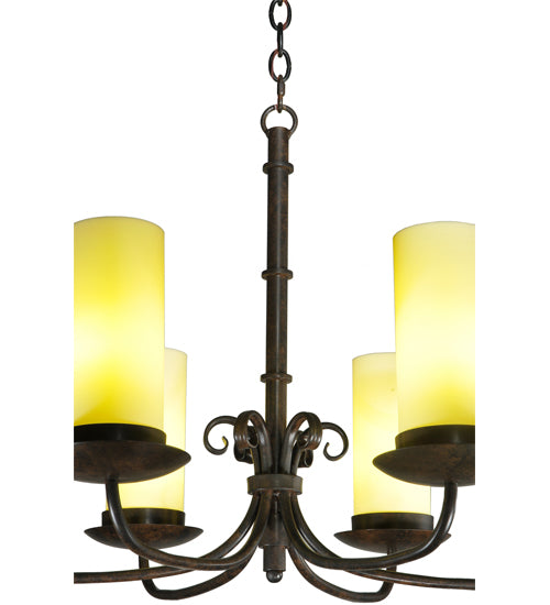 Meyda Lighting Atria 38" 6-Light Coffee Bean Island Chandelier With Ivory Idalight Cylindre Shade