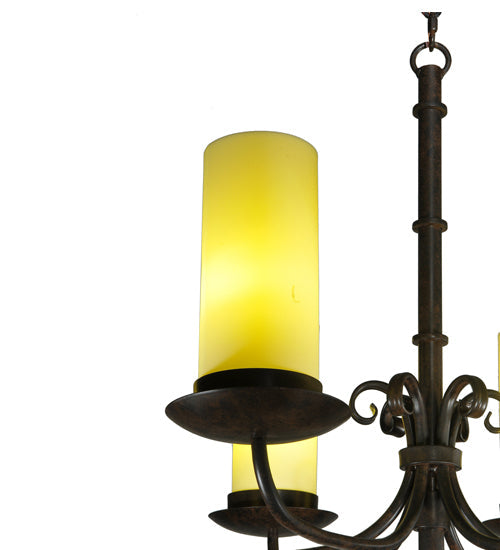 Meyda Lighting Atria 38" 6-Light Coffee Bean Island Chandelier With Ivory Idalight Cylindre Shade
