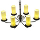 Meyda Lighting Atria 38" 6-Light Coffee Bean Island Chandelier With Ivory Idalight Cylindre Shade