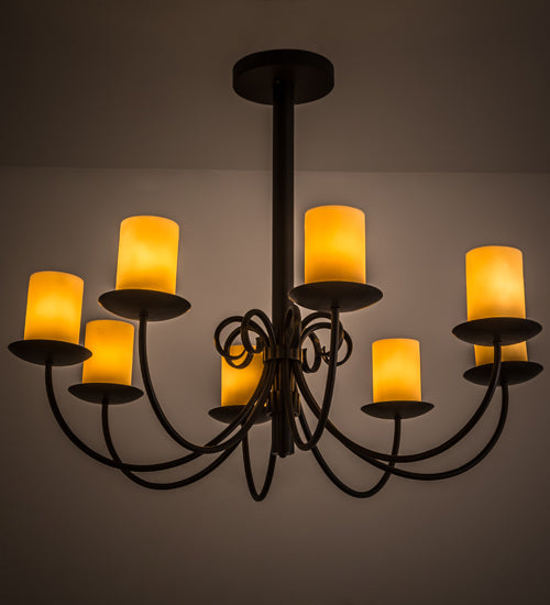 Meyda Lighting Atria 40" 8-Light Timeless Bronze Chandelier With Ivory Idalight Cylindre Shade