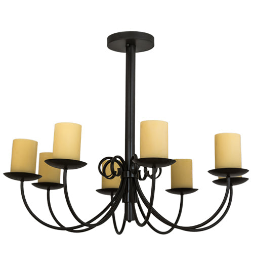Meyda Lighting Atria 40" 8-Light Timeless Bronze Chandelier With Ivory Idalight Cylindre Shade