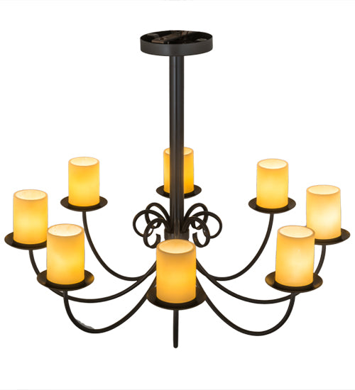 Meyda Lighting Atria 40" 8-Light Timeless Bronze Chandelier With Ivory Idalight Cylindre Shade