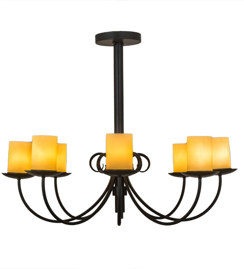 Meyda Lighting Atria 40" 8-Light Timeless Bronze Chandelier With Ivory Idalight Cylindre Shade