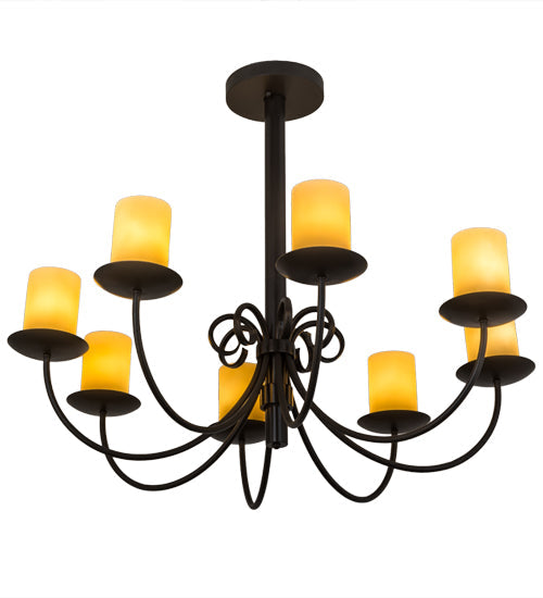 Meyda Lighting Atria 40" 8-Light Timeless Bronze Chandelier With Ivory Idalight Cylindre Shade