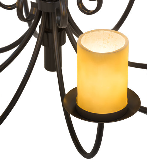 Meyda Lighting Atria 40" 8-Light Timeless Bronze Chandelier With Ivory Idalight Cylindre Shade