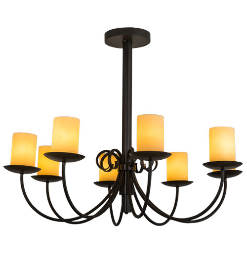 Meyda Lighting Atria 40" 8-Light Timeless Bronze Chandelier With Ivory Idalight Cylindre Shade