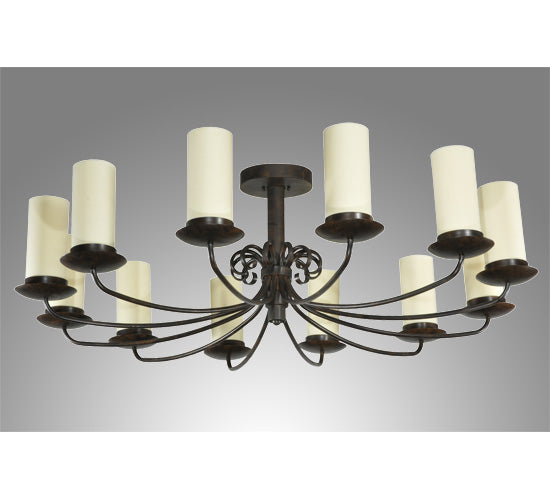 Meyda Lighting Atria 54" 12-Light Coffee Bean Chandelier With Beige Candle Shade